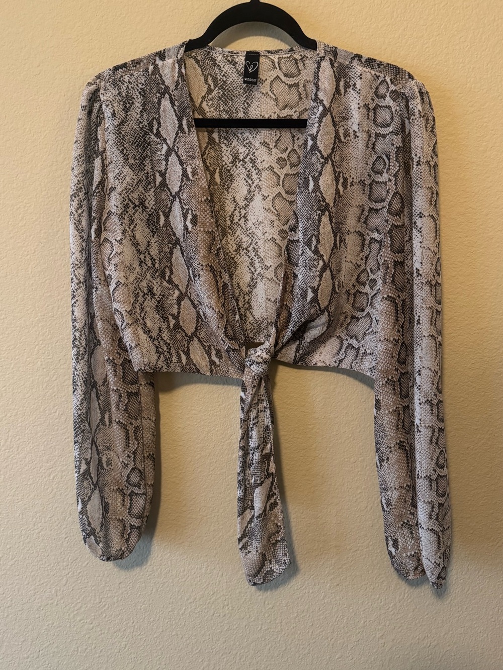 Windsor snake print long sleeve crop trop